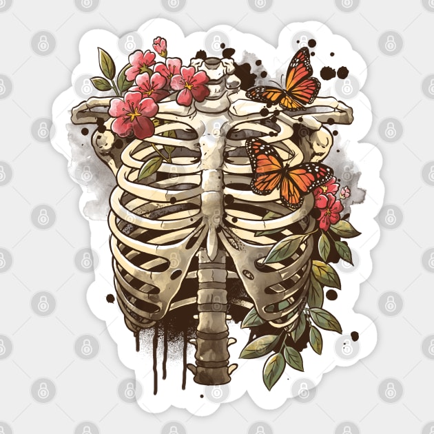 Spring skeleton watercolor Sticker by NemiMakeit